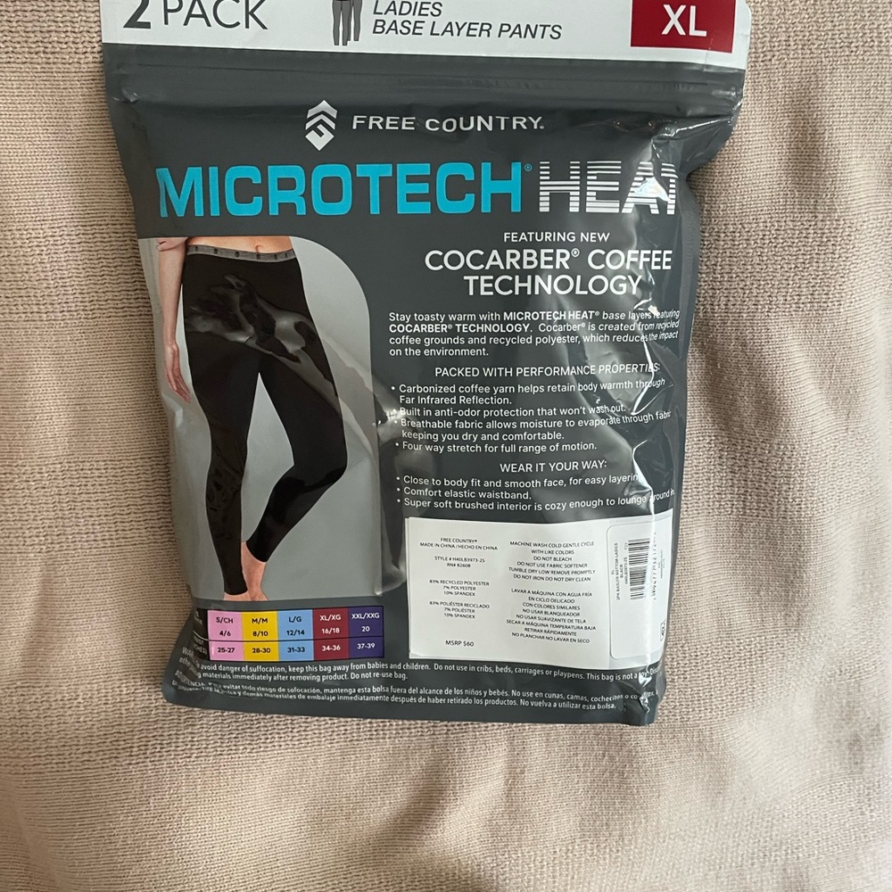 Free Country Gray Base Layer Pants with Microtech Heat